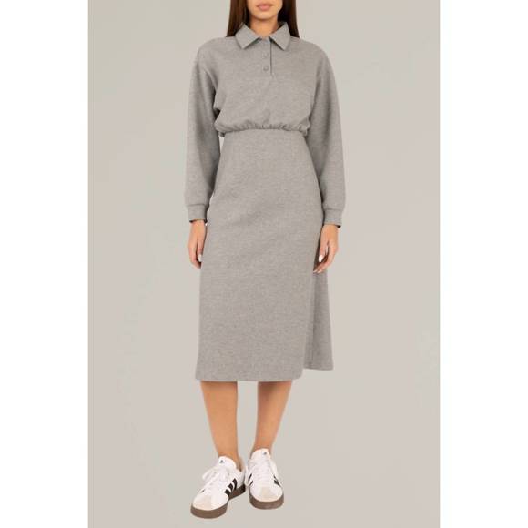 NEW ELLE GREY sweatshirt midi dress in heather grey - Picture 1 of 4